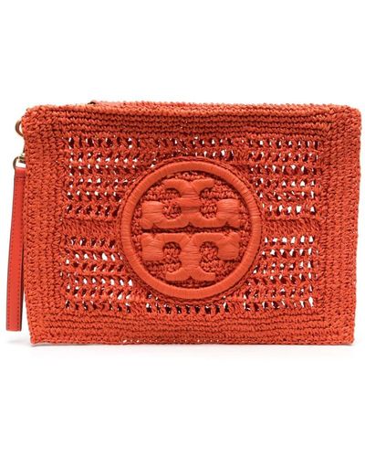 Tory Burch Ella Double T-embossed Clutch Bag - Red