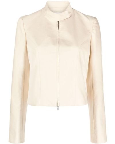 Claudie Pierlot Throat-latch Cropped Jacket - Natural