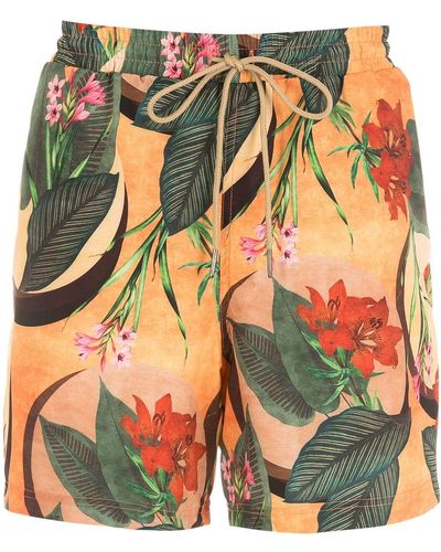 Lygia & Nanny Gil Tropical Foliage-print Swimming Shorts - Orange