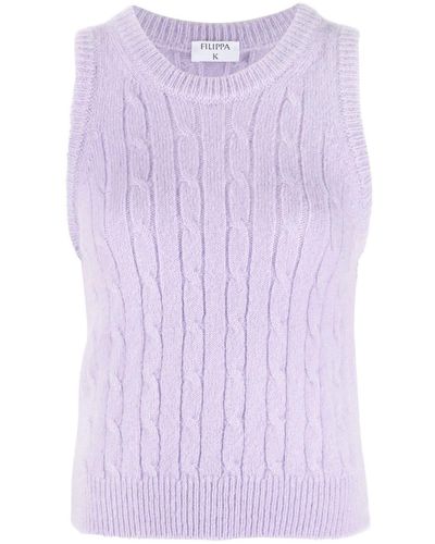 Filippa K Cable-knit Crew-neck Vest - Purple