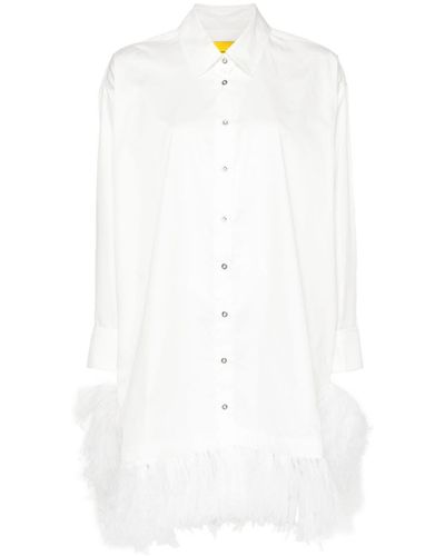 Marques'Almeida Robe-chemise à détails de plumes - Blanc