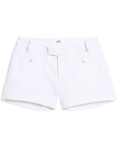 Ami Paris Klassische Tweed-Shorts - Weiß