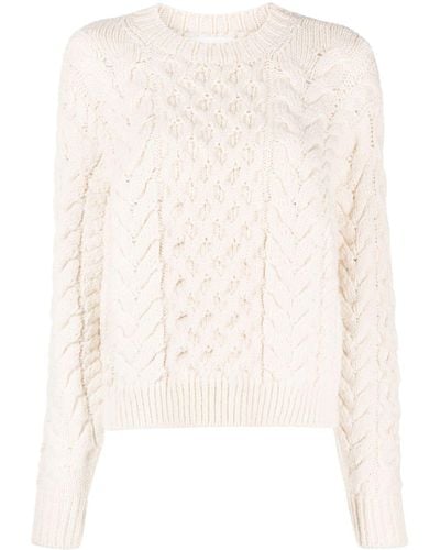 Isabel Marant Jake Cable-knit Sweater - White