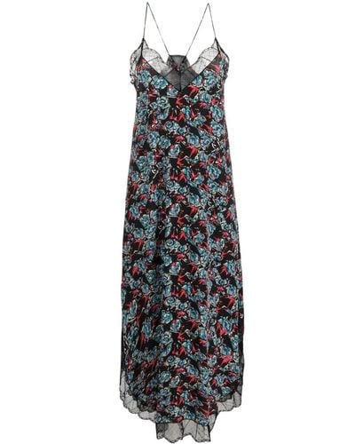 Zadig & Voltaire Risty Floral-print Silk Slip Dress - Zwart