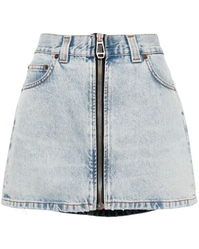 Haikure Zip-front Denim Miniskirt - Blue