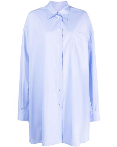 Maison Margiela Camisa larga de popelina - Azul