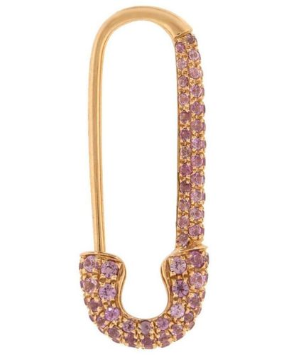 Anita Ko 18kt Rose Gold Safety Pin Sapphire Hoop Earring - White
