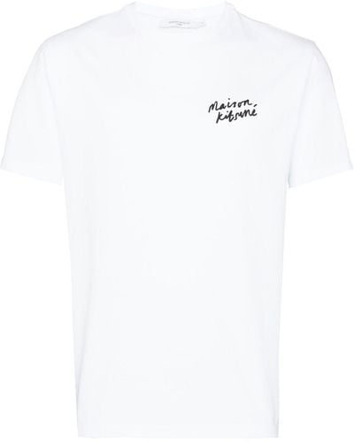 Maison Kitsuné Handwriting Logo-print T-shirt - White