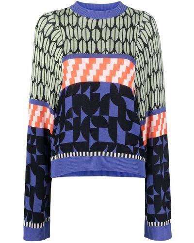Henrik Vibskov Abstract Pattern Crew Neck Sweater - Blue