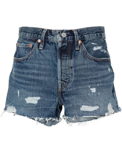 Levi's 501® Original Distressed Denim Shorts - Blauw