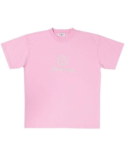 Balenciaga Qixi Crest T-Shirt - Pink