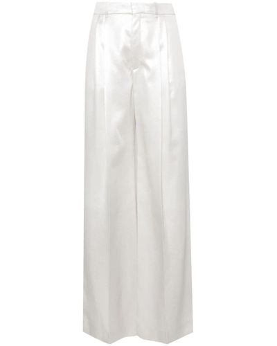 Chloé Pleated Wide-leg Trousers - White