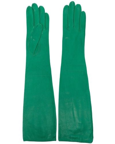 Manokhi Elbow-length Leather Gloves - Green