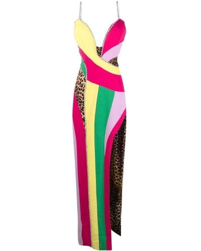 Philipp Plein Rainbow-patchwork Long Dress - Pink