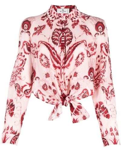 Etro Floral Paisley-print Cropped Shirt - Pink