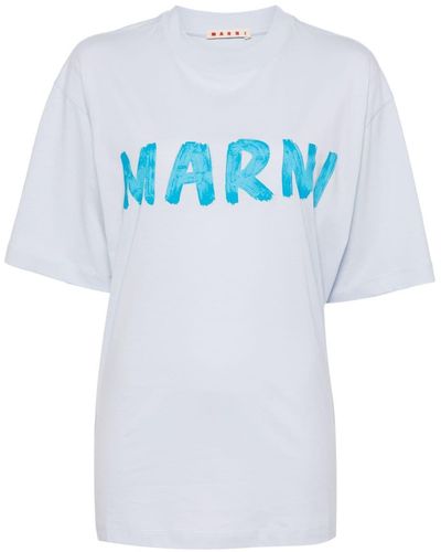 Marni Logo-print Cotton T-shirt - ブルー