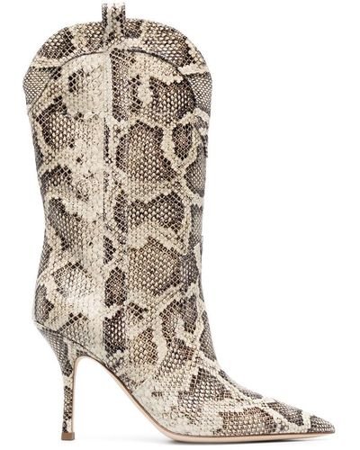 Paris Texas Snakeskin-print Leather Boots - White