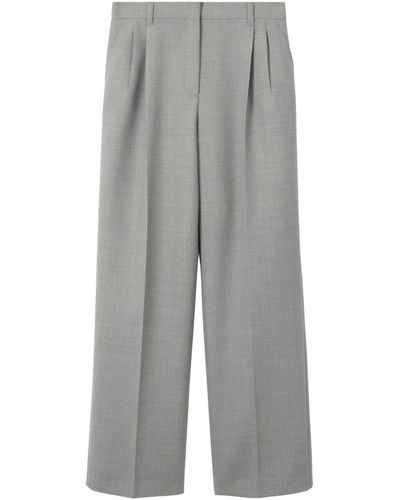 Burberry Wide-leg Wool Pants - Gray