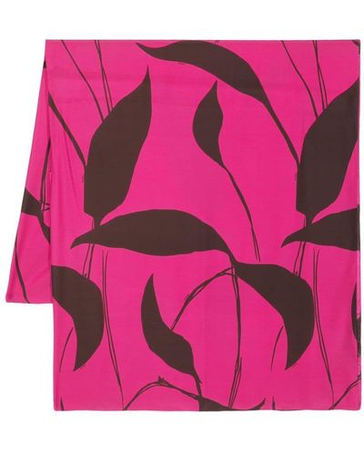 Kiton Leaf-print Scarf - Pink