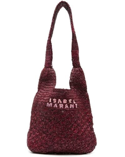 Isabel Marant Small Praia Raffia Shoulder Bag - Purple