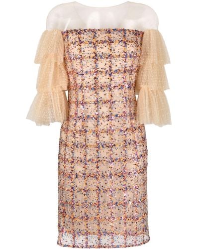 Gemy Maalouf Kleid mit Rüschenärmeln - Pink