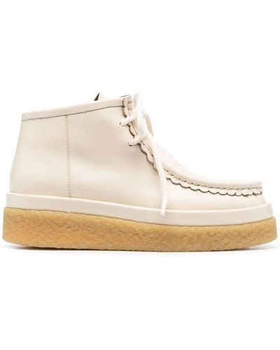 Chloé Scallop-trim Leather Ankle Boots - Natural