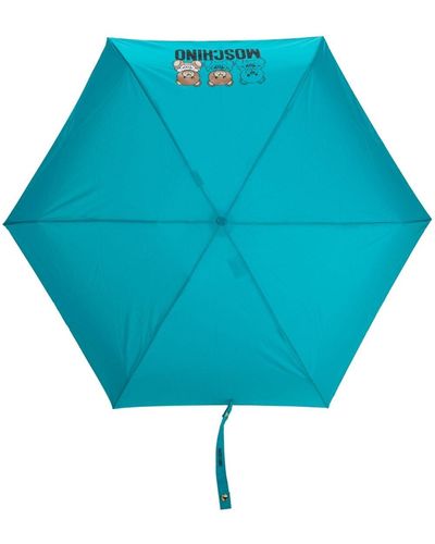 Moschino Parapluie à logo imprimé - Bleu