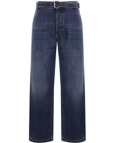 Bottega Veneta Halbhohe Jeans mit Gürtel - Blau
