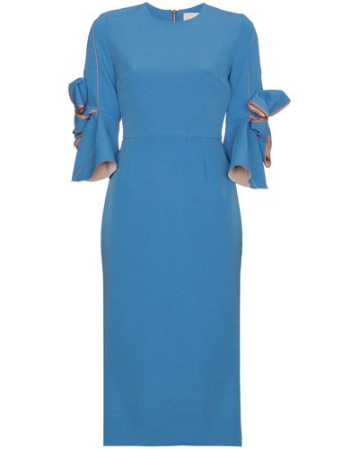ROKSANDA Lavete Bow Sleeve Dress - Blue