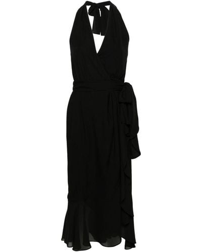 Moschino Halterneck Silk Wrap Dress - Black