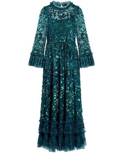 Needle & Thread Celia Sequin-embellished Gown - Green