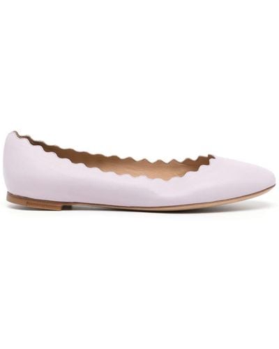 Chloé Lauren Scallop-edge Leather Ballerina Shoes - Pink