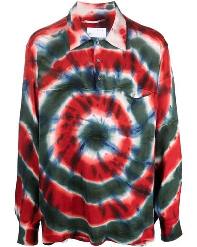 4SDESIGNS Tie-dye Swirl-print Shirt - Red