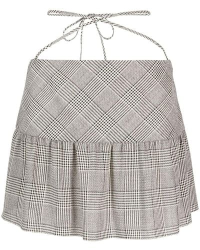 Alessandra Rich Check-pattern Mini Skirt - Gray