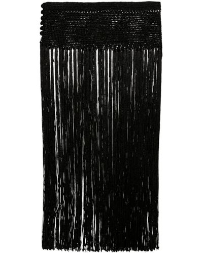 Bode Crochet Fringed Skirt - Black