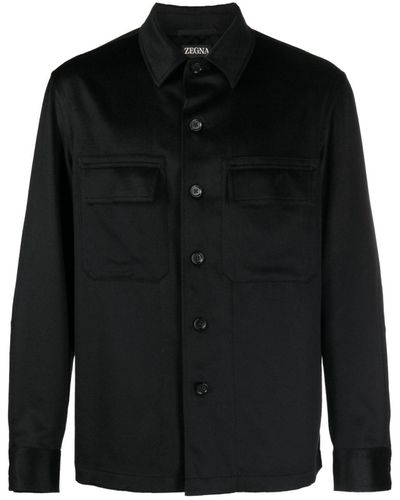 Zegna カシミア シャツジャケット - ブラック