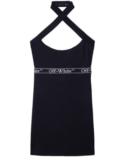 Off-White c/o Virgil Abloh Logo-waistband Criss-cross Straps Minidress - Blue