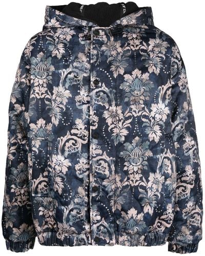 Versace Gefütterte Jacke mit Blumen-Print - Grau