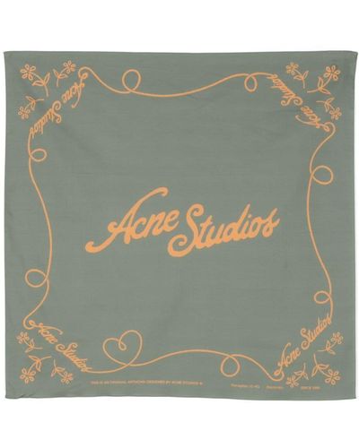 Acne Studios Schal mit Logo-Print - Grün