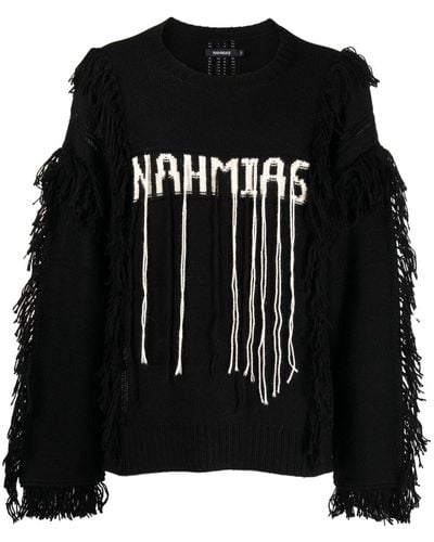 NAHMIAS Intarsia-knit Logo Alpaca Wool Jumper - Black