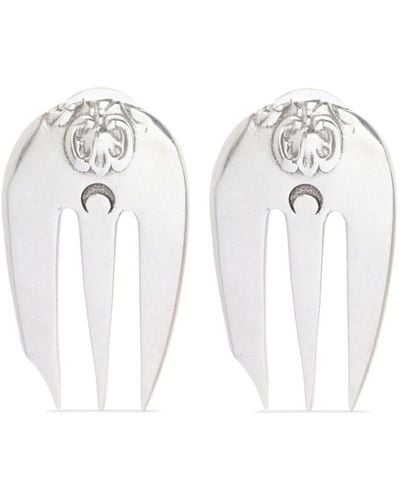 Marine Serre Reassembled Cutlery Clip Earrings - White