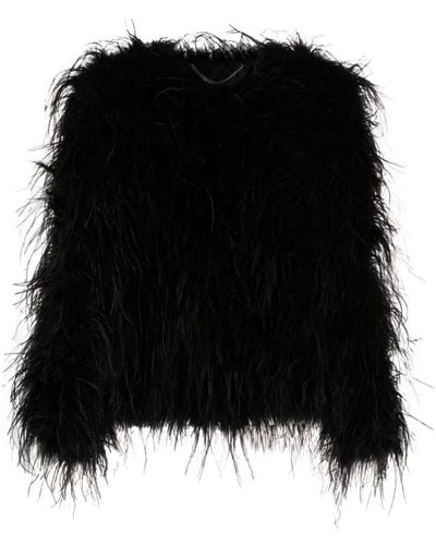 Nissa Ostrich-feather Jacket - Black