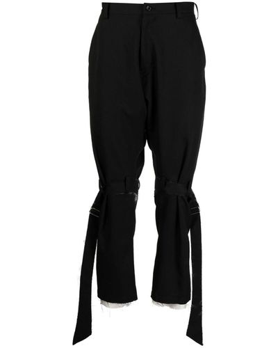 Sulvam Pantalones con detalle deshilachado - Negro
