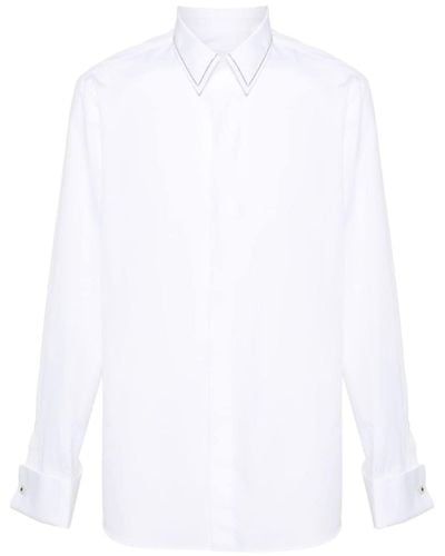 Lardini Bead-detail Cotton Shirt - White