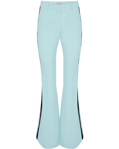 Nina Ricci Velvet-trim Flared Trousers - Blue