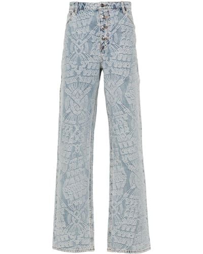 Daily Paper Settle Macrame Straight Jeans - Blauw