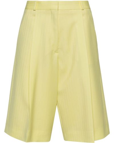 Del Core Pinstripe Tailored Shorts - Yellow