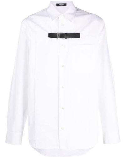 Versace Camicia Con Cinturino In Pelle - Bianco
