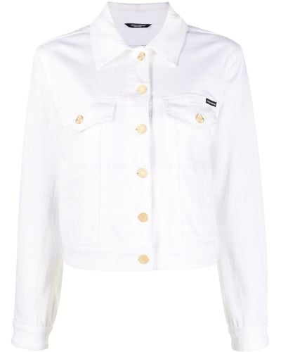 Dolce & Gabbana Veste en jean à coupe crop - Blanc