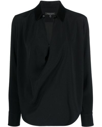 Rag & Bone Gedrapeerde Blouse - Zwart